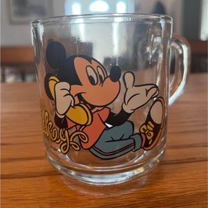 Disney vintage Mickey and Minnie glass mug